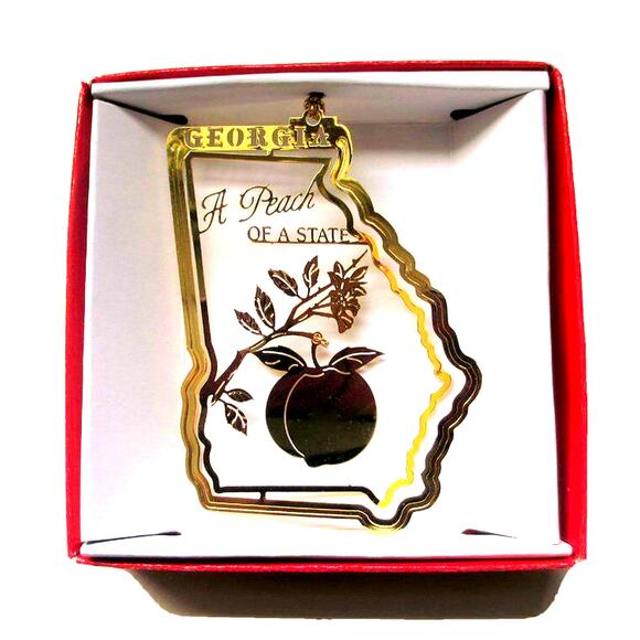 Georgia Brass Ornament, A Peach of a State - Picture 3 of 7